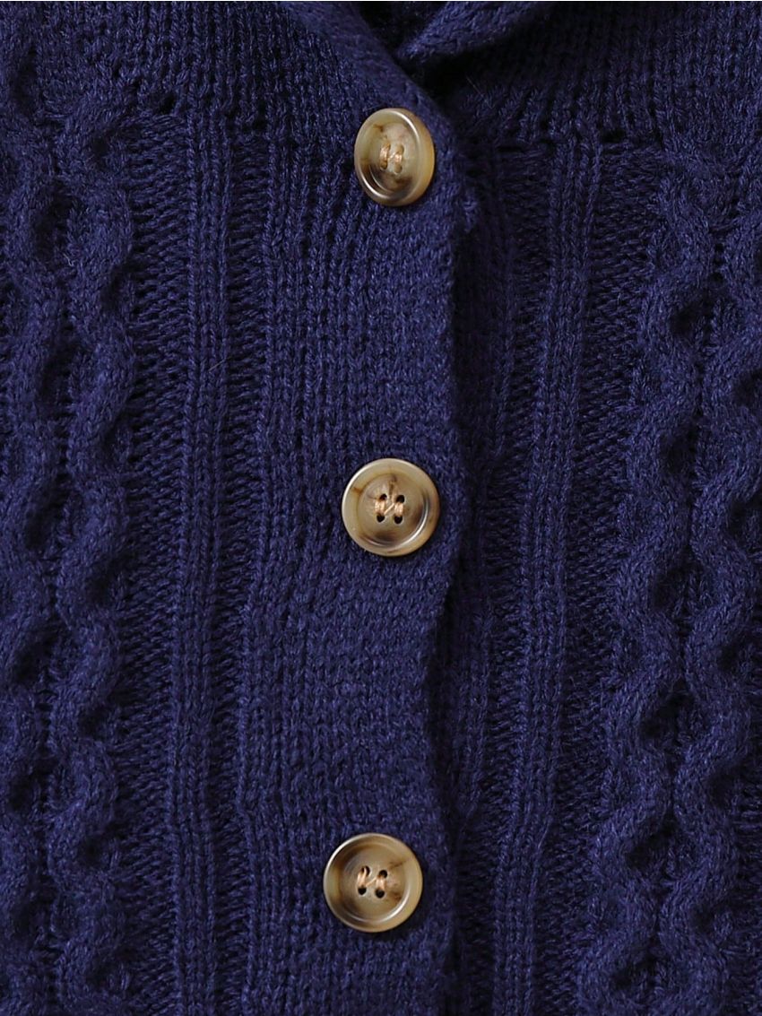 Infant Boys' Cardigan Sweater With Shawl Collar And Twisted Flower Design