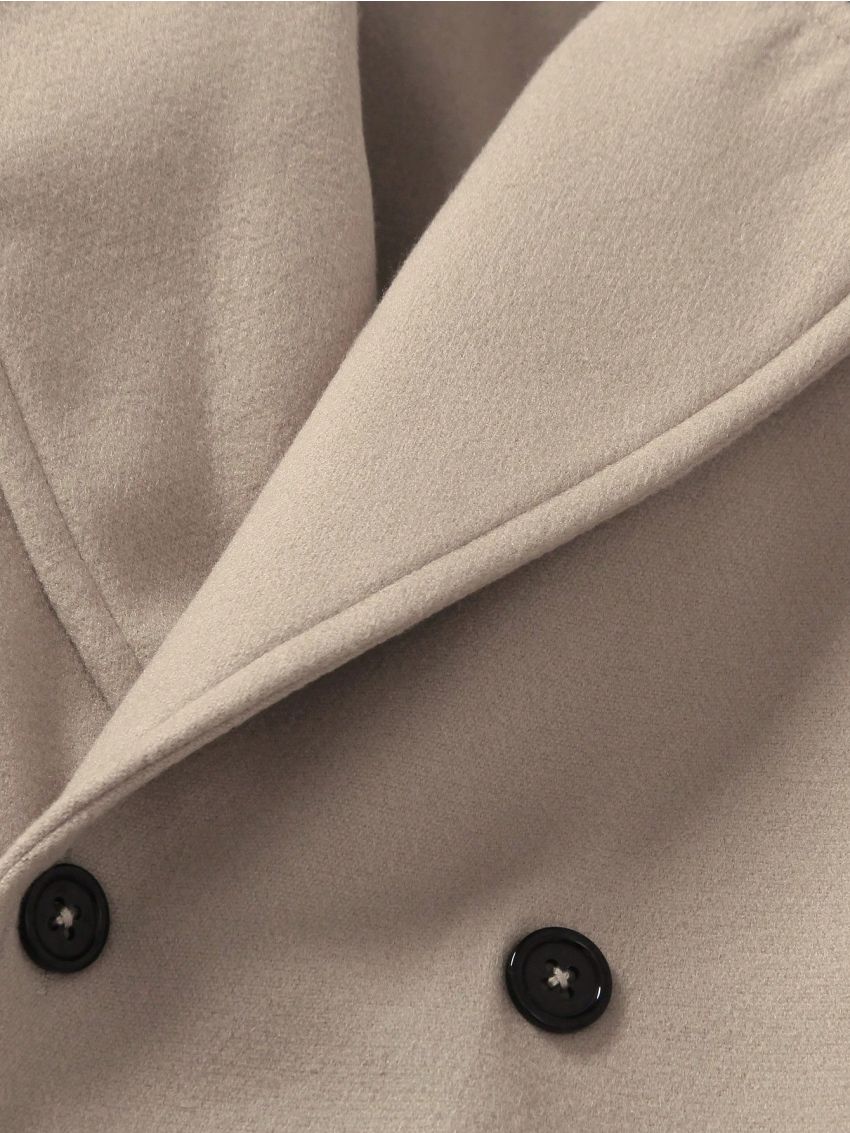 SHEIN Kids EVRYDAY Little Boys' Solid Color Double-Breasted Peacoat With Lapel Collar