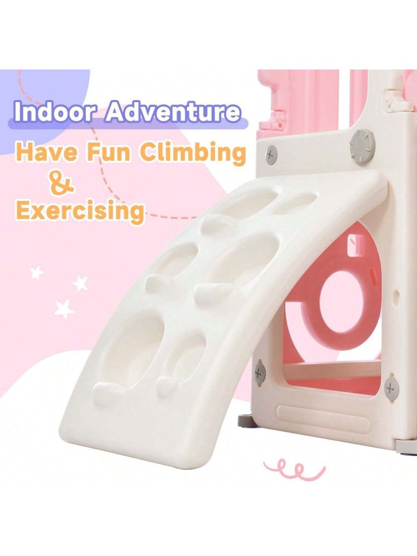 Merax Toddler Slide and Swing Set 5 in 1, Kids Playground Climber Slide Playset with Basketball Hoop Freestanding Combination for Babies Indoor & Outdoor