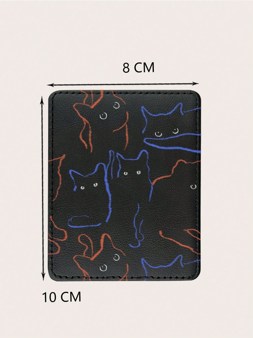 Oh Thais 1pc Stylish Multifunctional Black Cat Cardholder