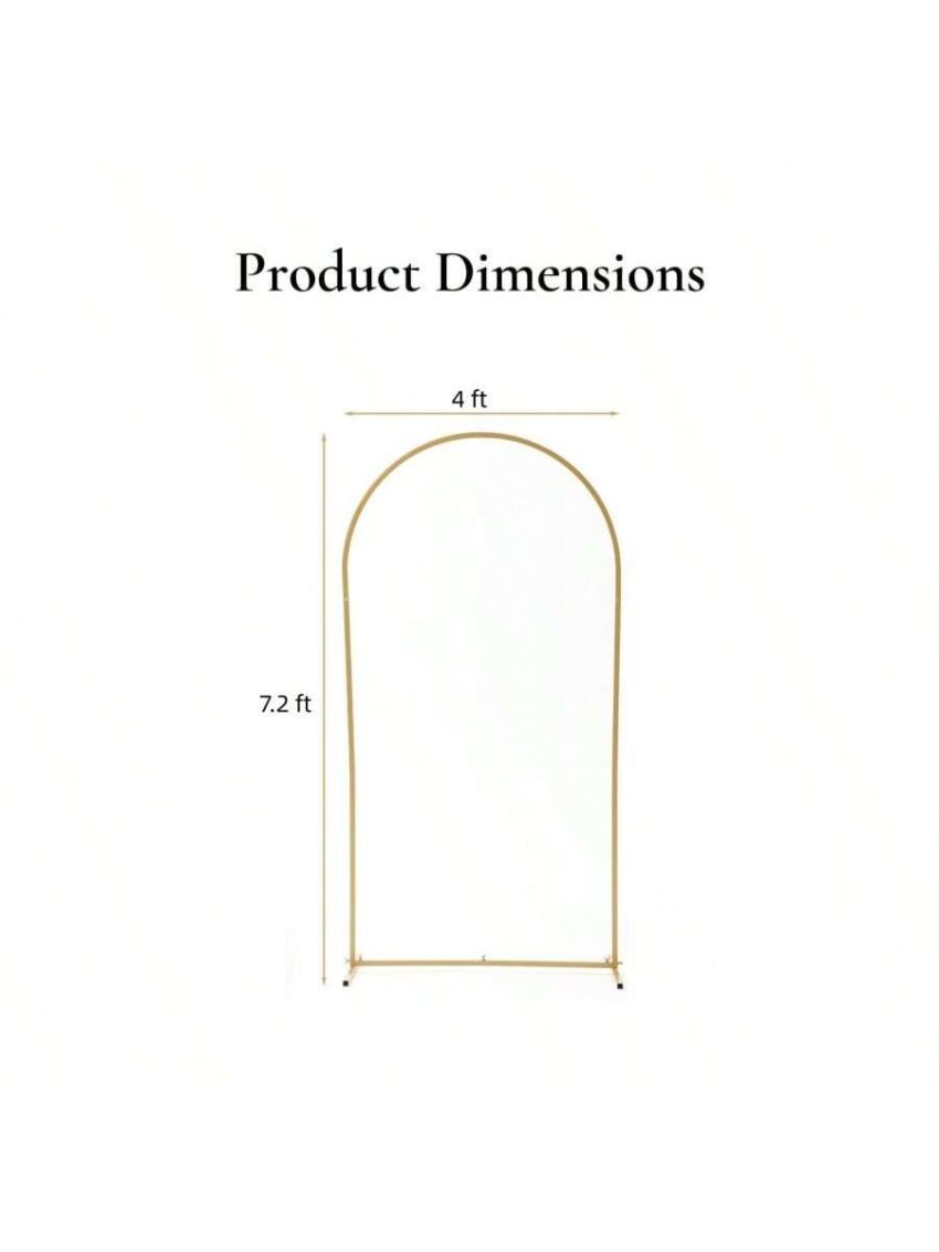 6FTx2.6FT Gold Wedding Arch Backdrop Stand Metal Arched Frame Gold Balloon Arch Stand for Ceremony,Birthday,Wedding Decoration,Gold
