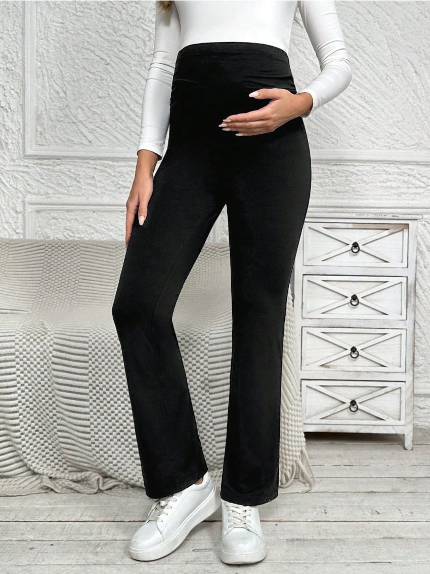 SHEIN Maternity Solid Color Elastic Waistband Pants