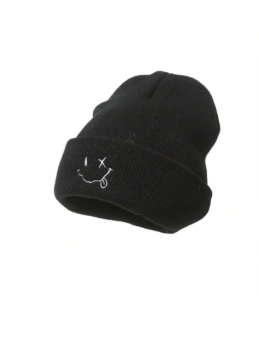 XYZ Studio 2pcs Smiling Face Embroidery Design Knitted Hat