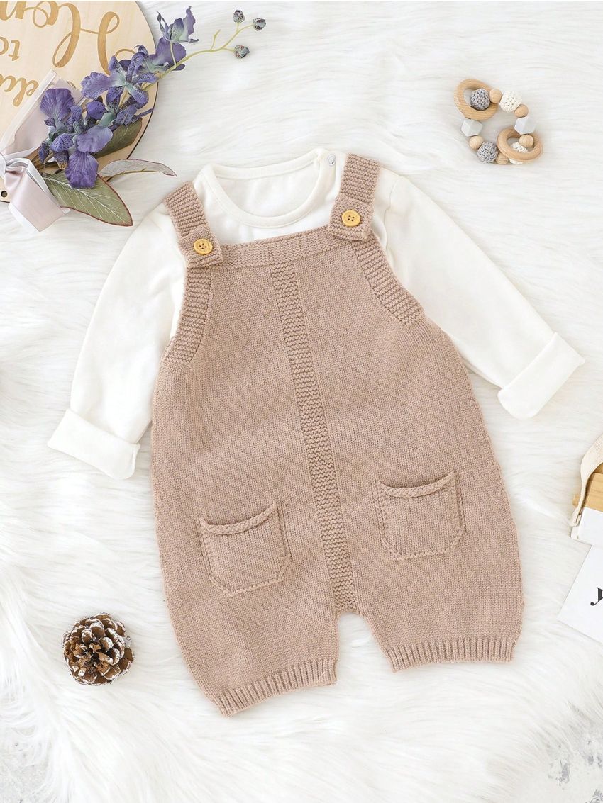 SHEIN Baby Boy'S Suspender Sweater Romper
