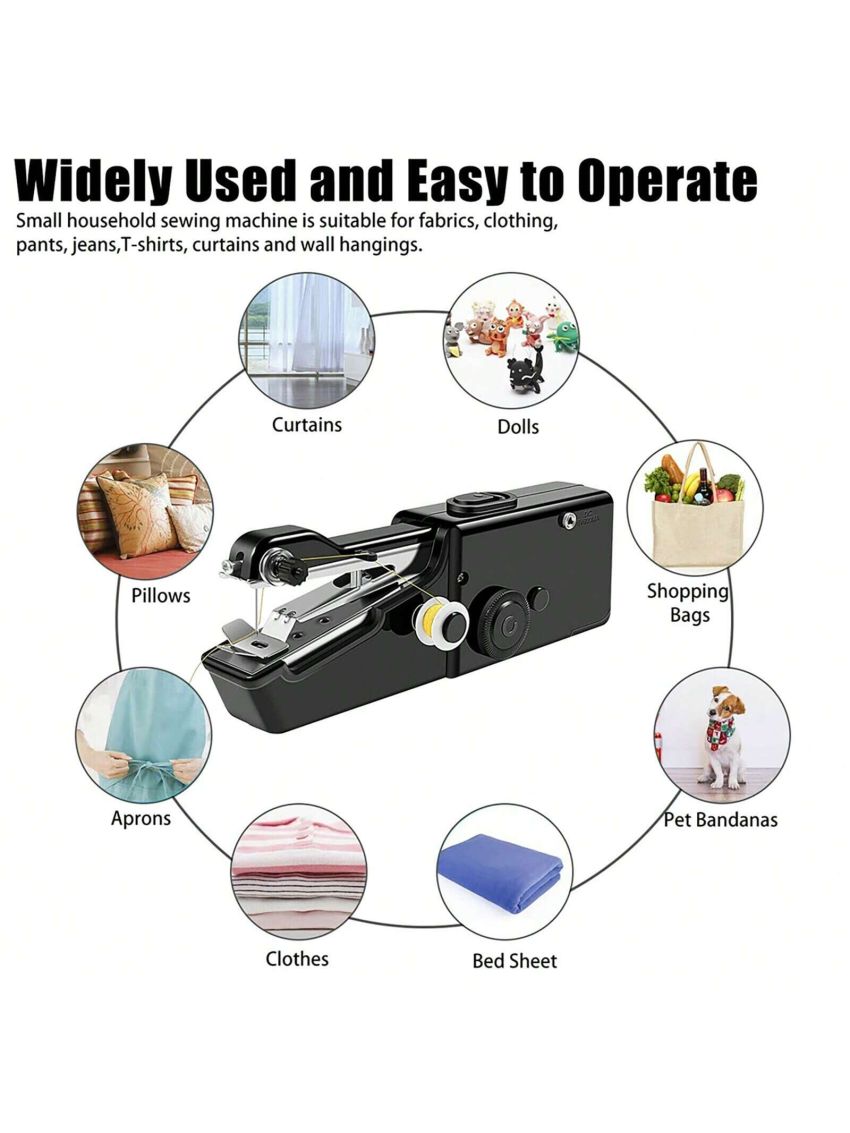 Mini Handheld Sewing Machine, Portable Sewing Machine Ergonomic Design for For Clothes Pants Jeans T-shirts Curtains, Easy to Use for DIY Beginners for Home Travel