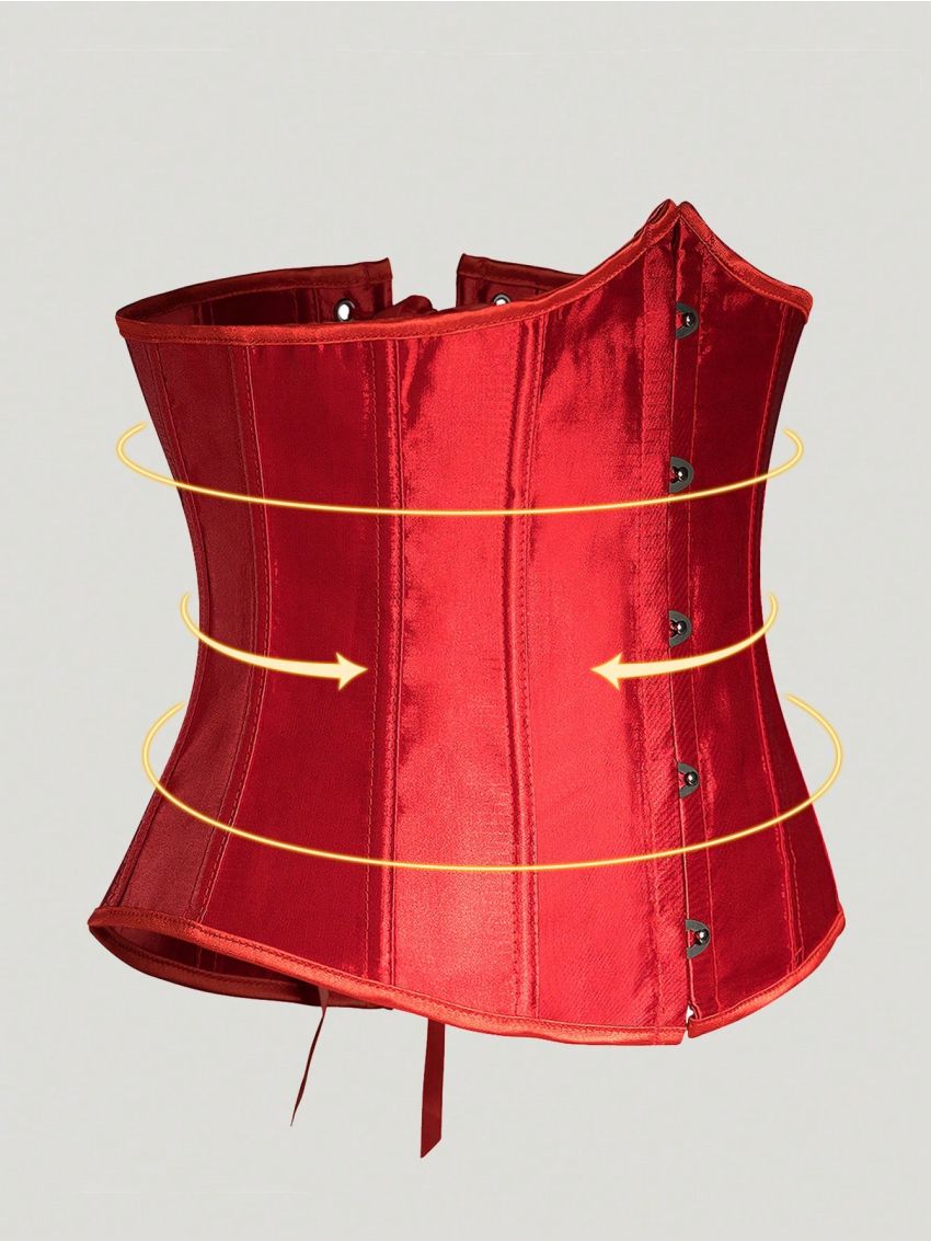 Plus Size Solid Color Front Buckle Waist Cincher