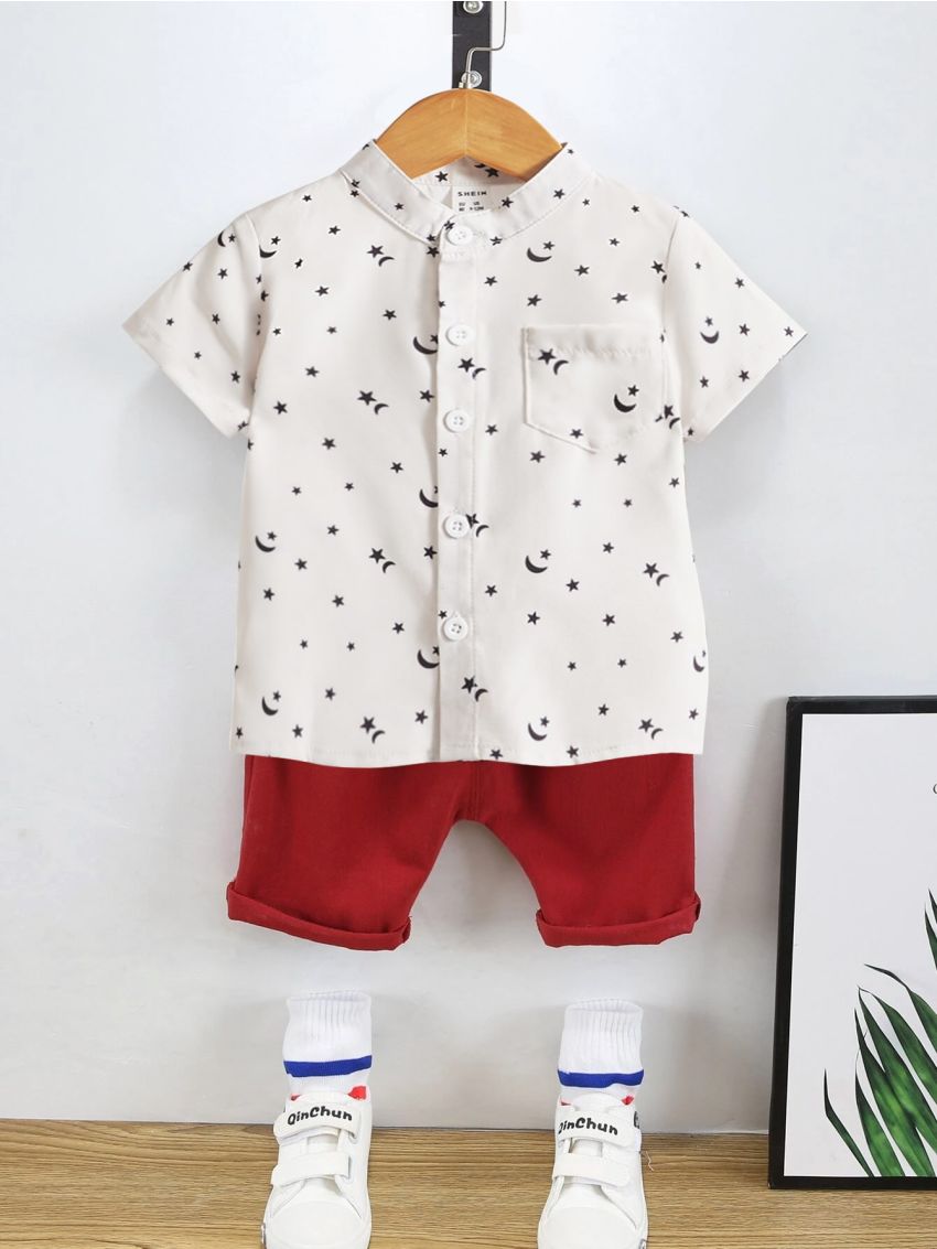 Baby Boy Star And Moon Print Shirt & Shorts