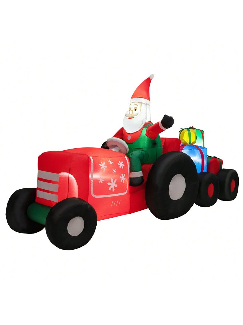 Gymax 9FT Long Inflatable Christmas Decor Santa Claus Driving Truck w/ LED Lights