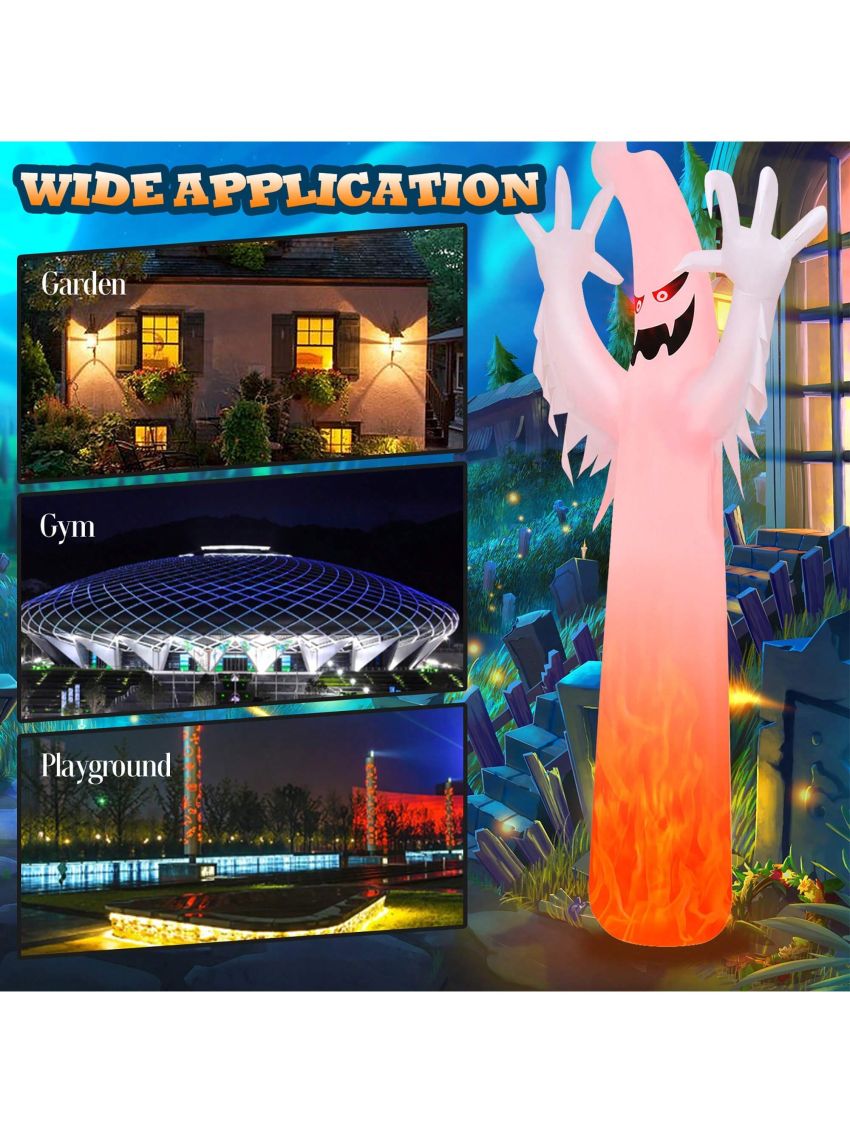 Costway 12 Ft Halloween Inflatable Ghost Yard Decoration w/ Built-in LED Lights