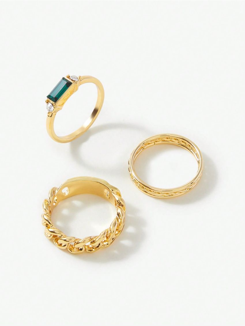 SHEIN SXY 3pcs/set Minimalist Fashionable Personalized Rings