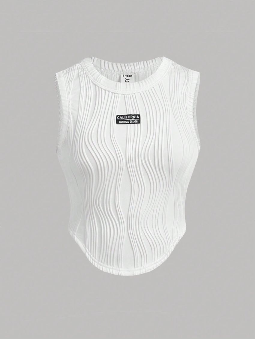 SHEIN Teen Girls' Clean Color Vest Top With Button Detailing