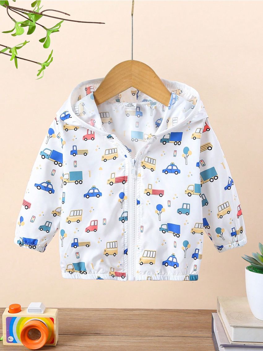 Baby Boys' Sun-Protective Jacket With Cute Car Pattern