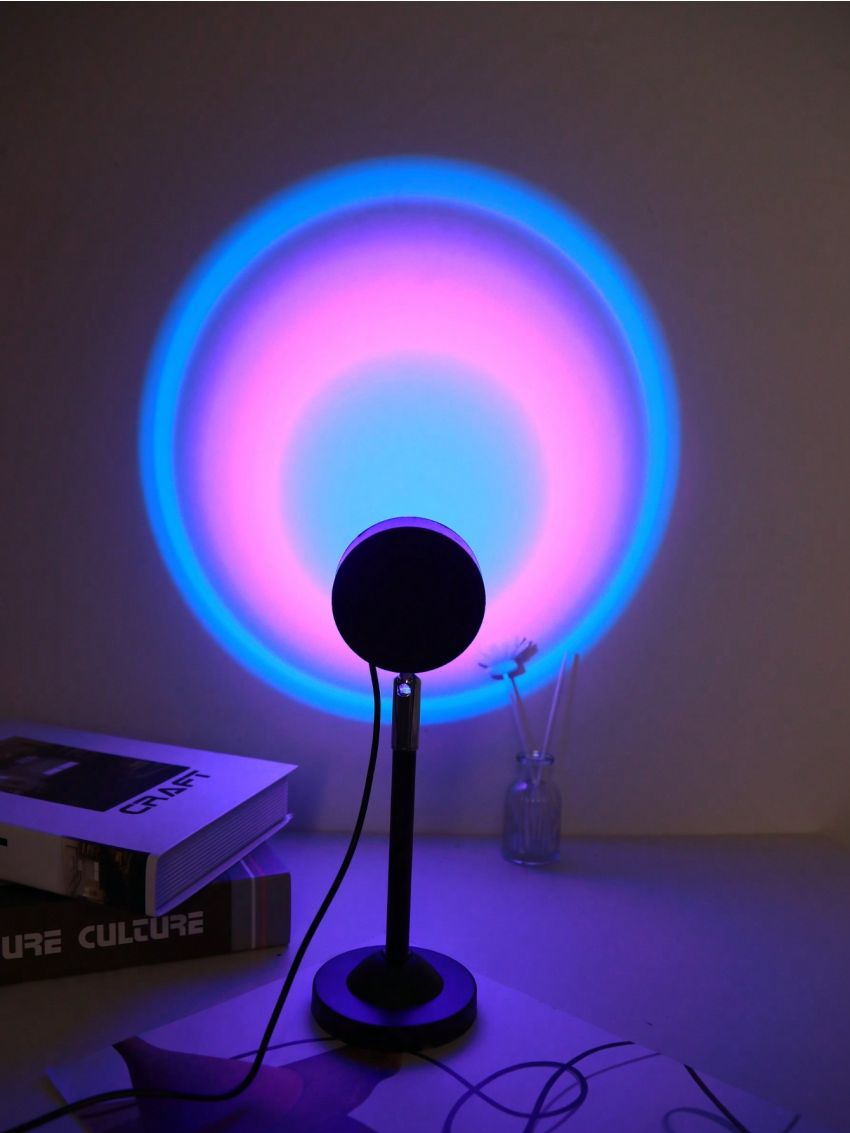 1pc 16 Color Remote Control Sunset LED Spotlight, Mini Creative Projection Ambient Light, Romantic Night Light For Bedroom Coffee Store Live Wall Decoration