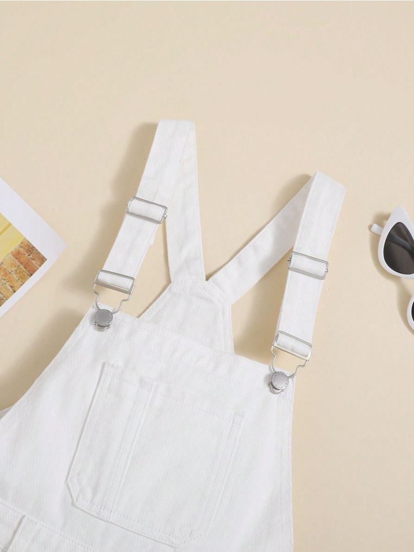 SHEIN Teen Girl Patched Pocket Denim Overall Romper