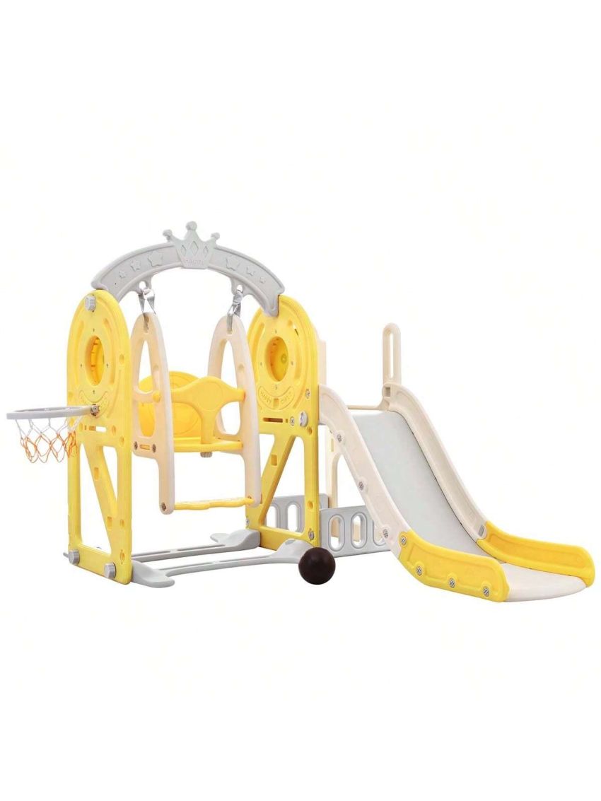 Merax Toddler Slide and Swing Set 5 in 1, Kids Playground Climber Slide Playset with Basketball Hoop Freestanding Combination for Babies Indoor & Outdoor