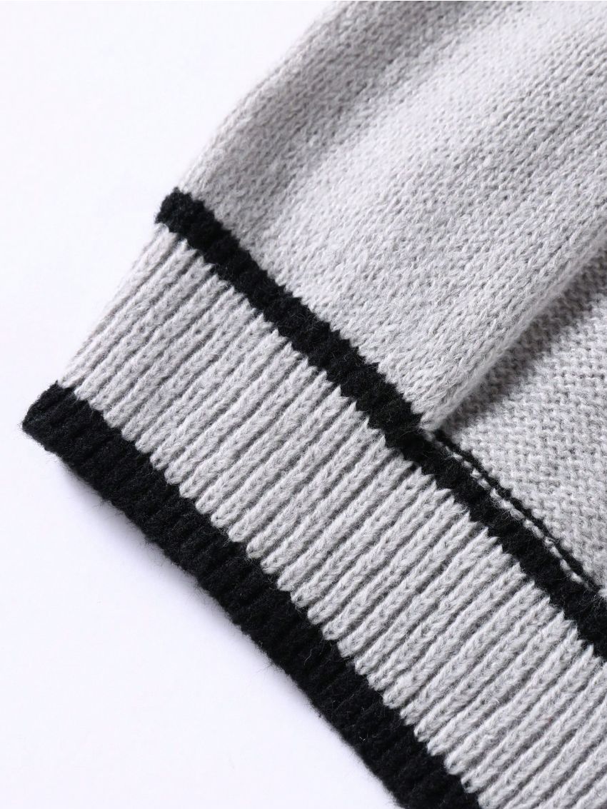 Men's Color Block Zipper Cardigan