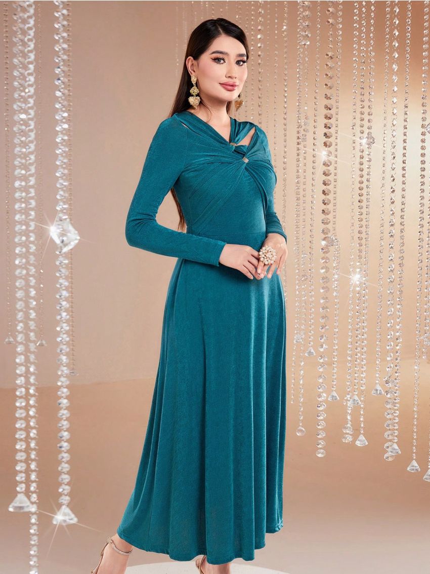 SHEIN Modely Women'S Twist Long Sleeve Bodycon Dress