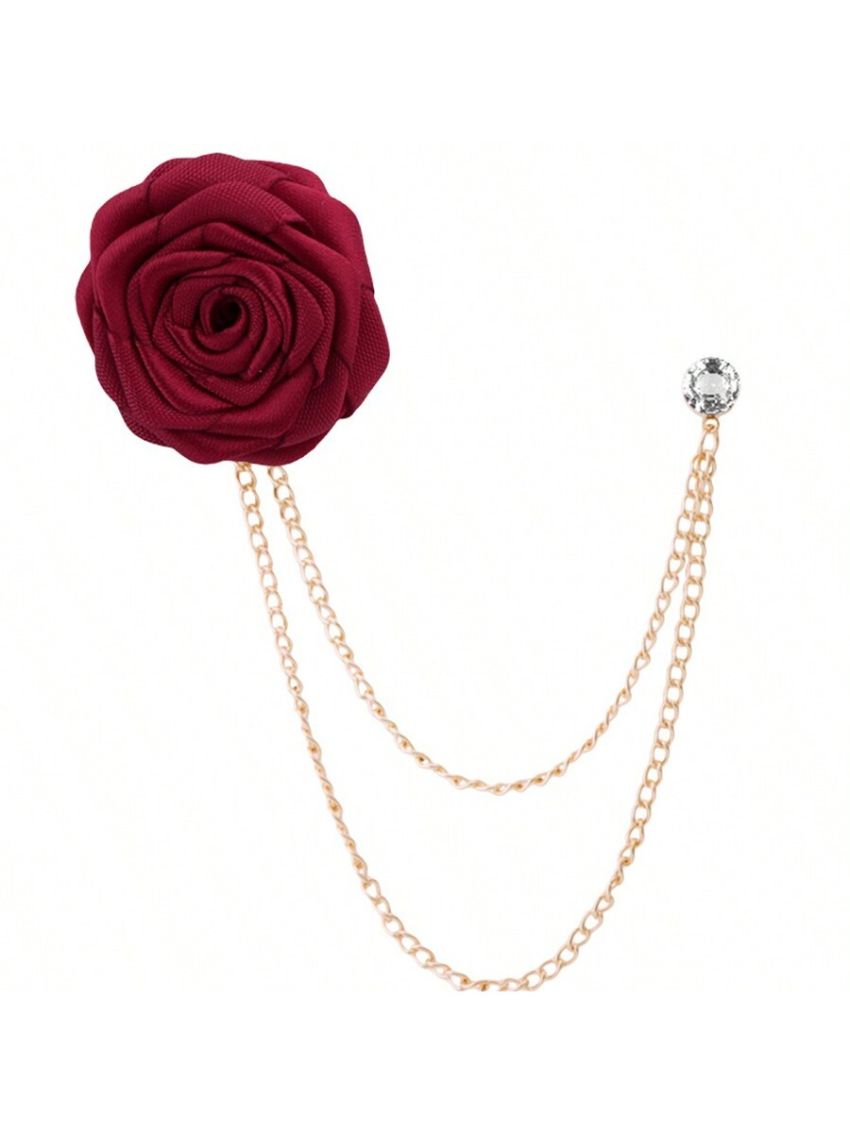 1pc Men's Palace Style Brooch For Suit, Tassel Chain Collar Pin