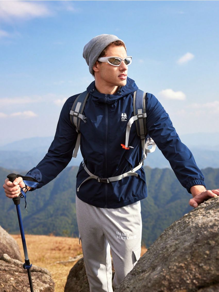 In My Nature Men's Hooded Soft Shell Jacket With Small Print