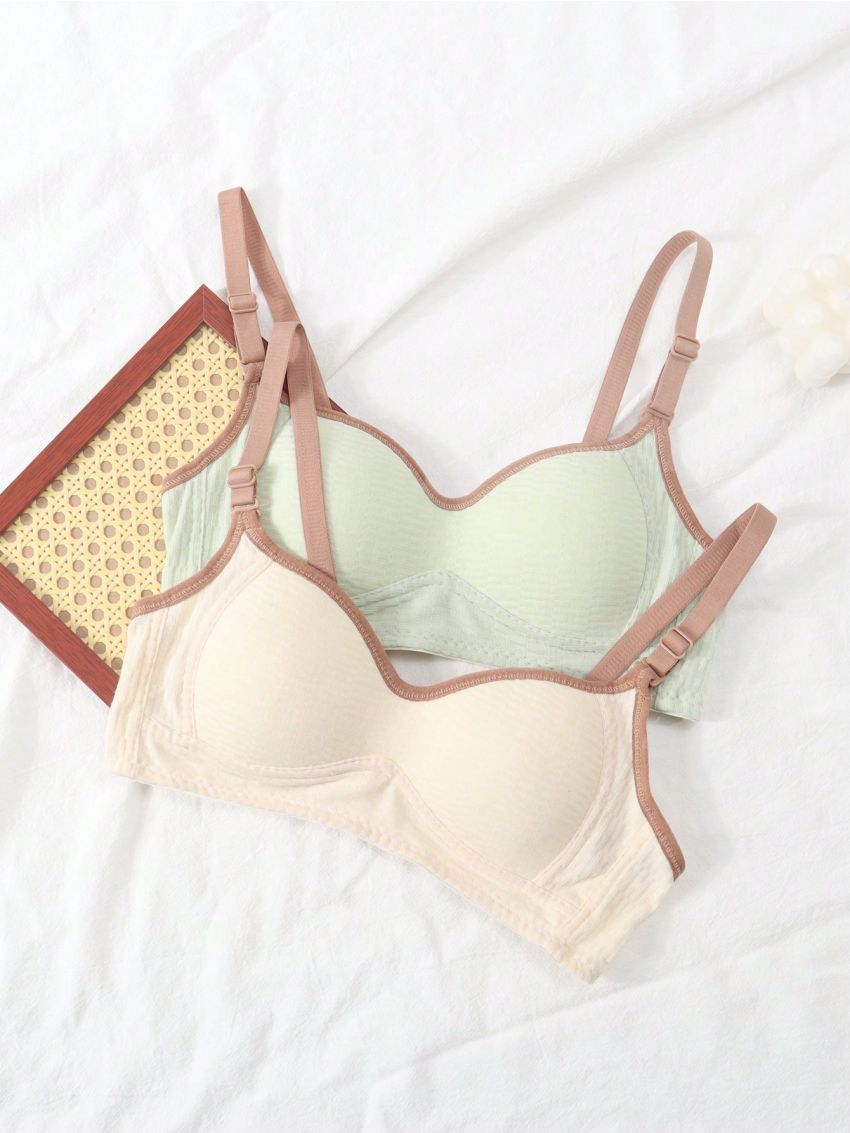 Tween Girls' Color Block Bra With Rolled Hem