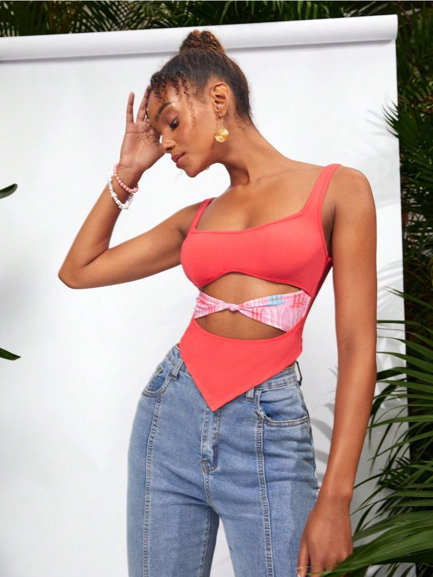 WANDERFUL Women's Fitted Sleeveless Cutout Top