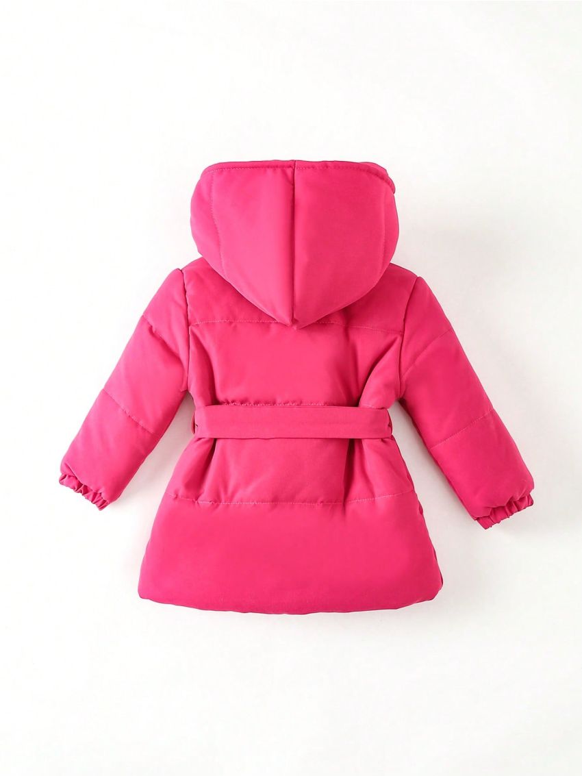 Baby Girl Hooded Belted Puffer Coat