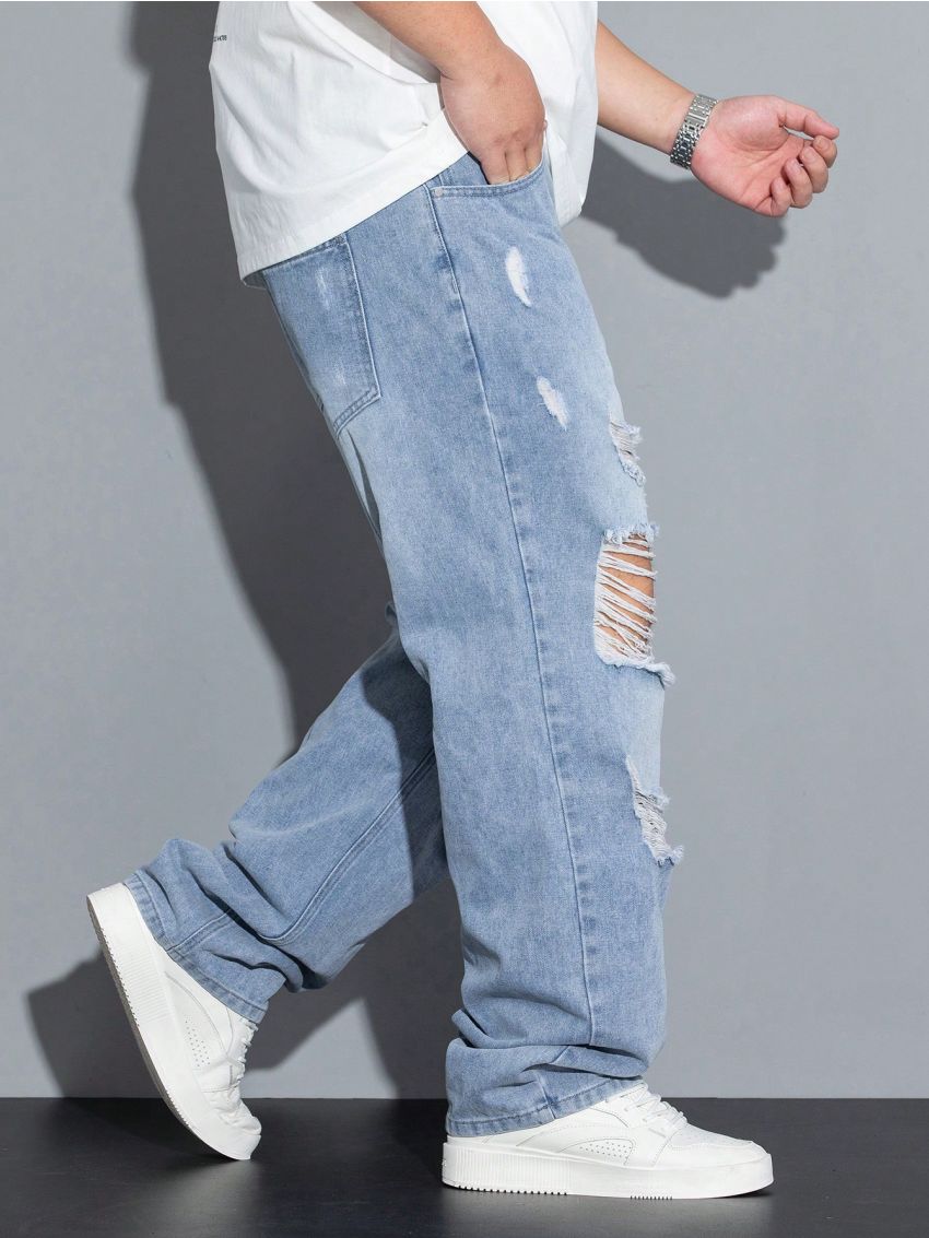 Men's Distressed Straight Leg Jeans