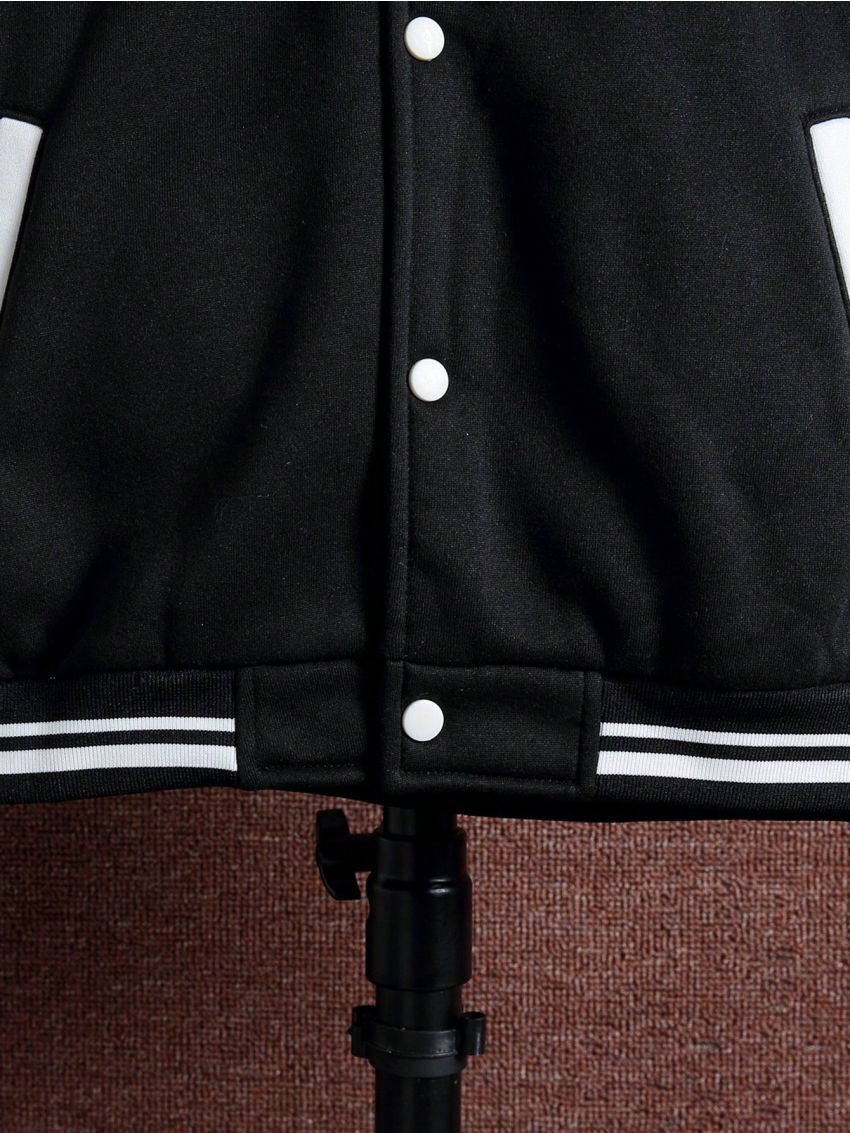 Teen Boys' Letter Print Color Block Baseball Jacket