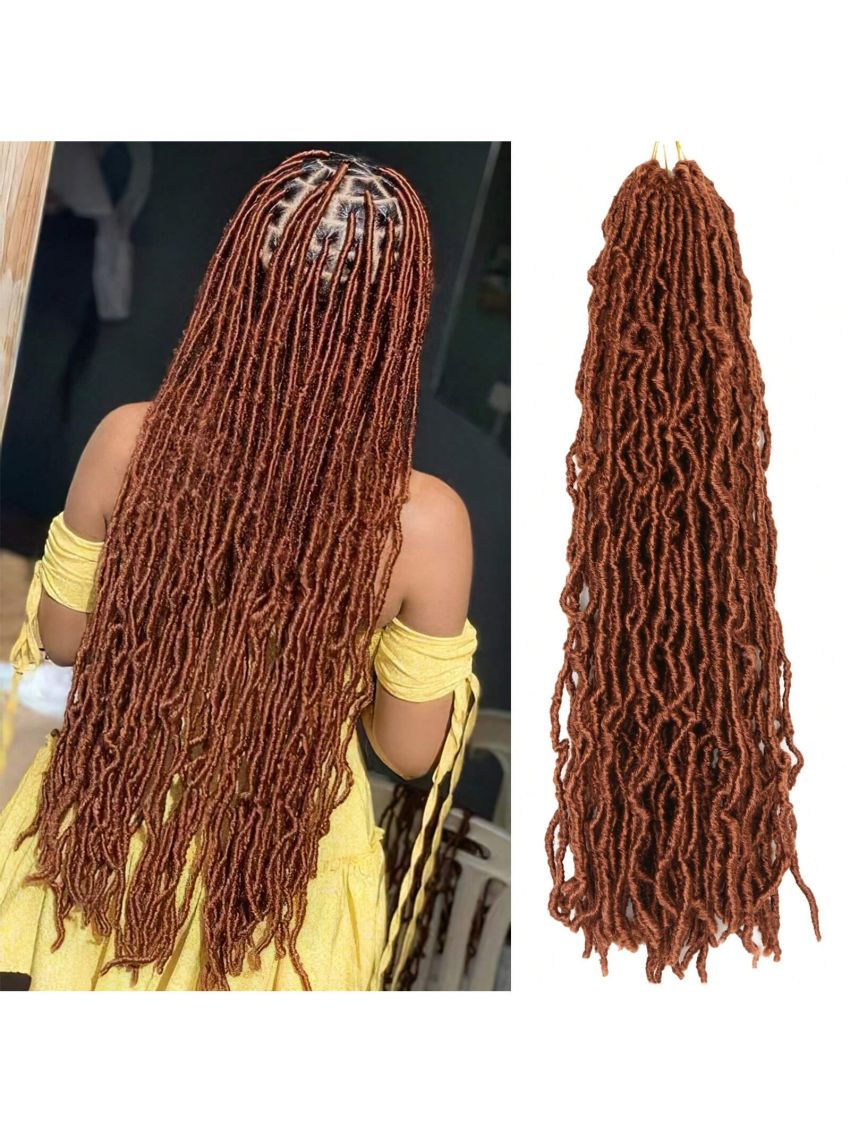 24 Inch 3 Packs Reddish Brown New Soft Locs Crochet Hair for , for Natural Butterfly Locks Style Crochet Hair, Black Curly and Pre -Looped Faux Locs Crochet Hair (24 Inch, 3Packs, Reddish Brown)