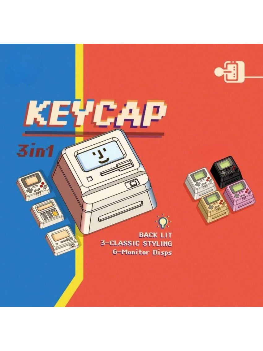 1pc Yellow Retro Three-in-one K04 Personality Classic Keycap, Compatible With Esc Key Of Mechanical Keyboard As Decoration