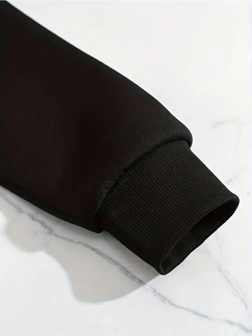 Men's Pigeon & Letter Printed Hoodie With Drawstring And Fleece Lining