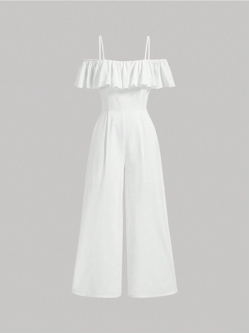 SHEIN MOD Ladies' Off-Shoulder Jumpsuit With Ruffle Hem