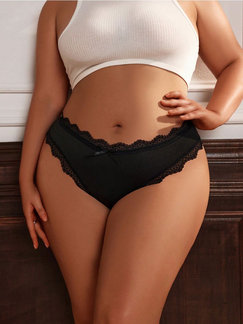 Plus Size Women'S Patchwork Lace Panties