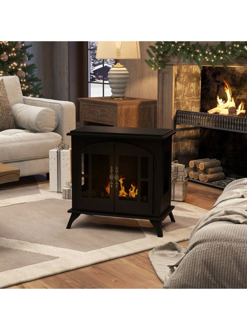 HOMCOM Freestanding Ethanol Fireplace Stove, Black