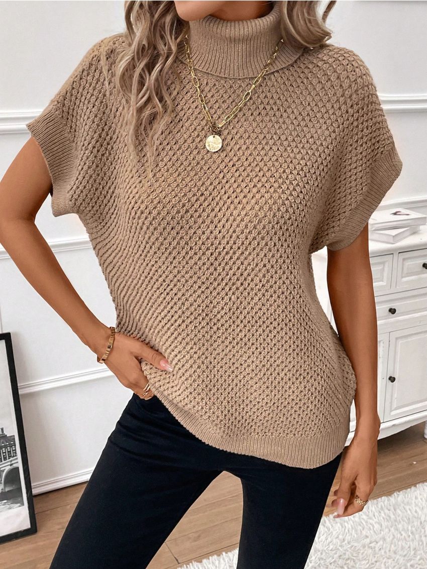 SHEIN LUNE Turtleneck Batwing Sleeve Sweater Vest