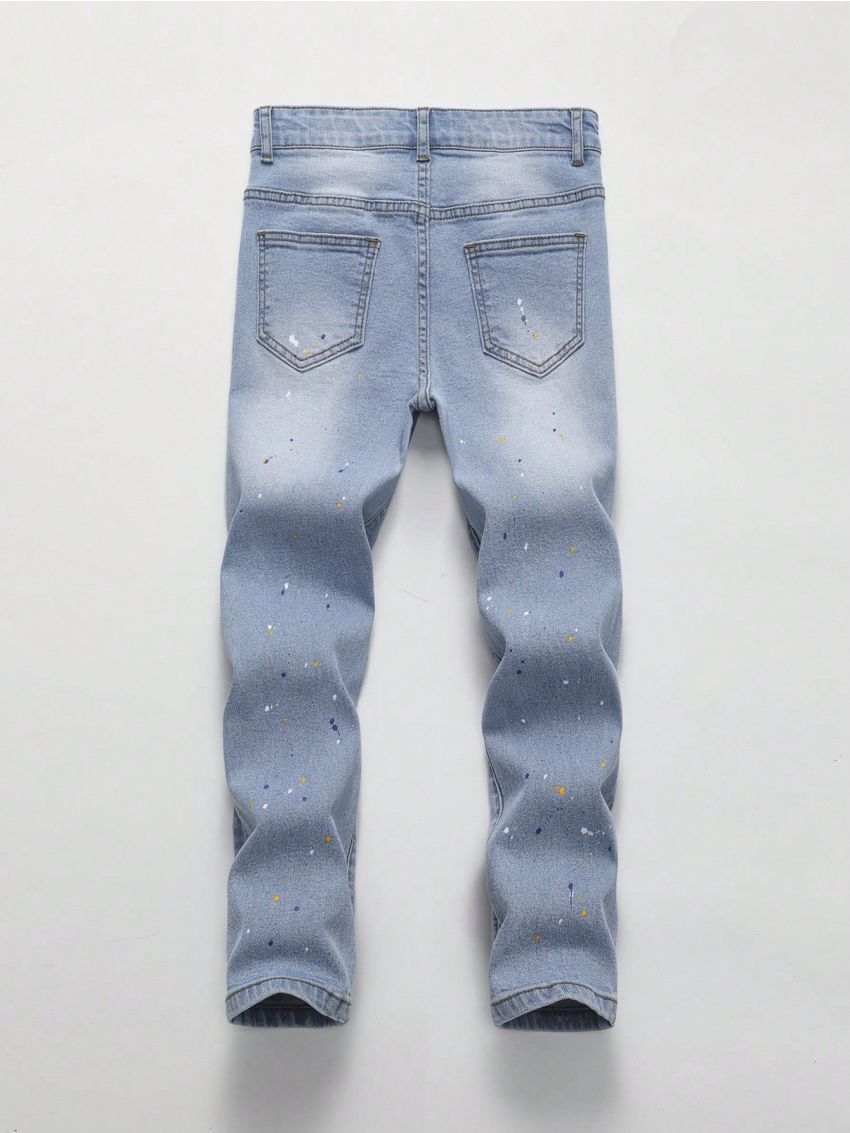Tween Boy's Distressed Denim Jeans With Washed Effect