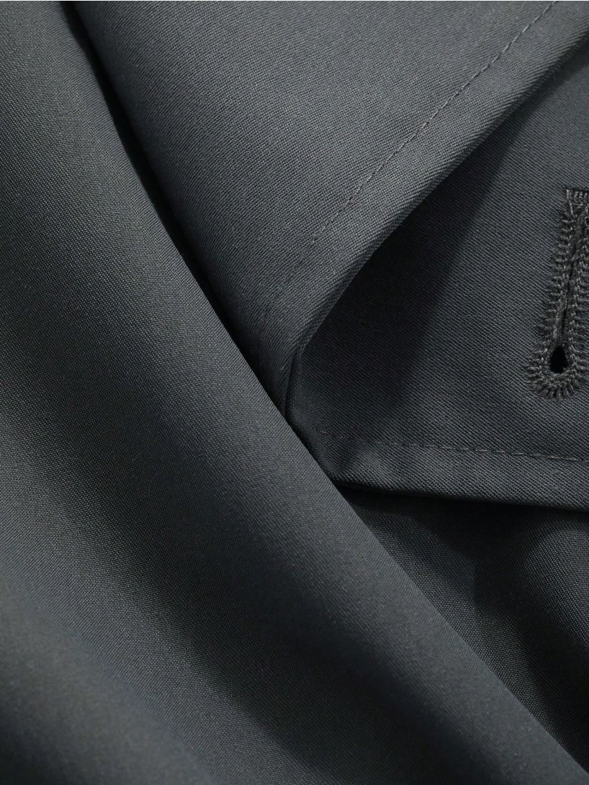 Dazy Star Waterfall Collar Belted Trench Coat With Side Pockets