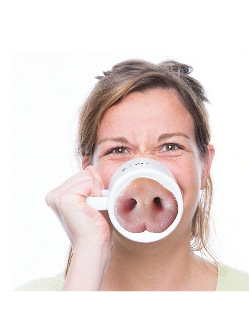 1pc Ceramic Coffee Cup With Pig Nose Design, 300ml Capacity, Perfect For Practical Jokes And Gags, Great Gift For Friends, Bosses, Team Managers Or Supervisors, Thank-you Present For Bosses