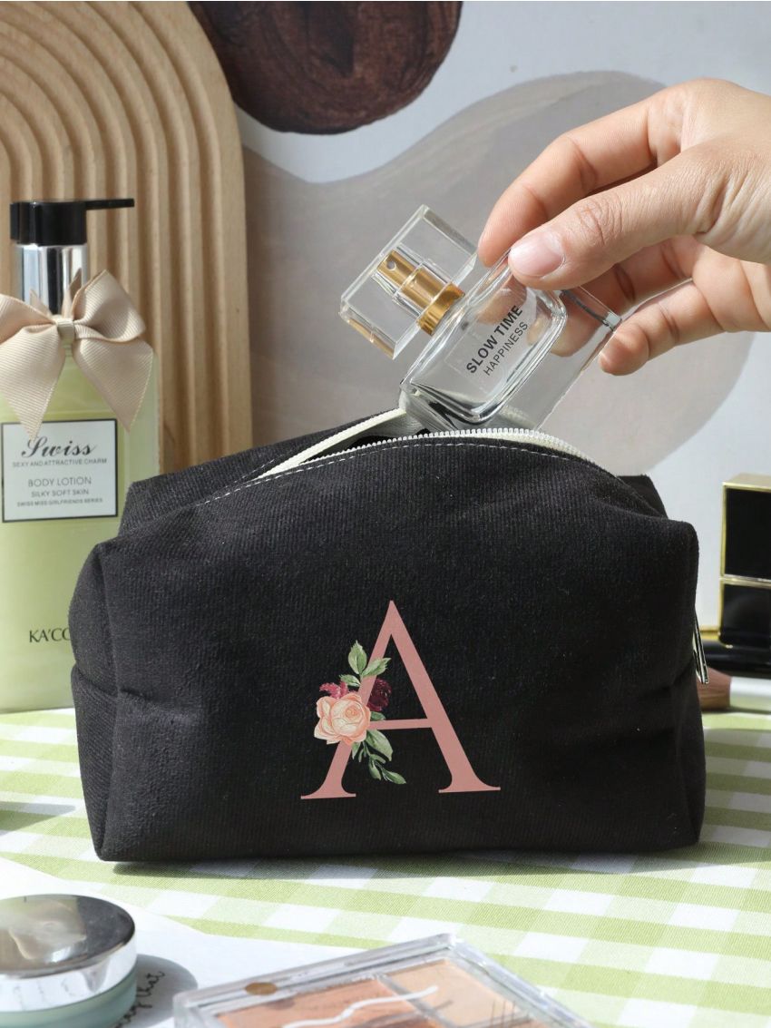 Letter Graphic Makeup Bag