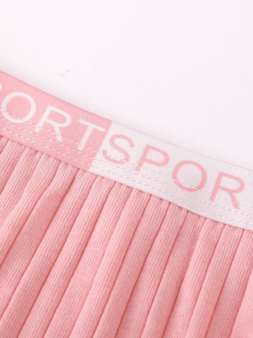 Tween Girls' Letter Print Underwear With Elastic Band