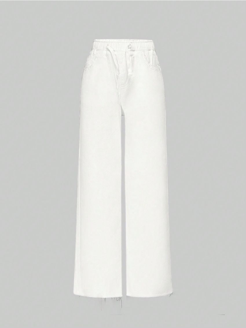 Tween Girls' Elastic High Waist Wide Leg Jeans