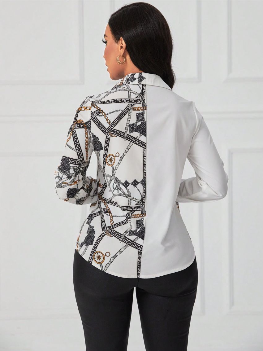 SHEIN Lady Chain Print Chic Shirt
