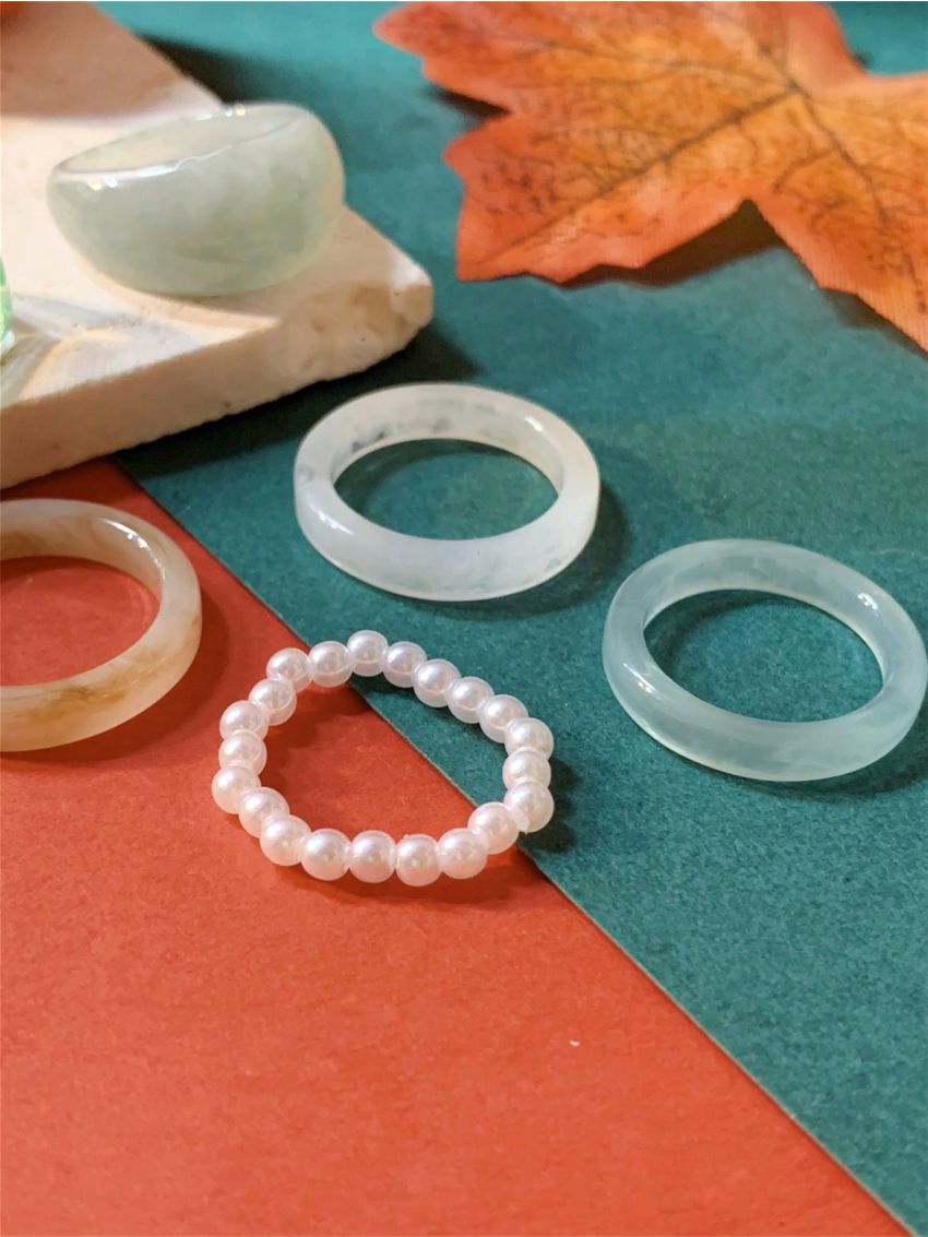 6pcs/set Transparent Resin Chunky Rings, Unique Swirl Pattern Irregular Shape Statement Rings (hand-dyed, Each Ring Has A Unique Pattern And May Vary In Color)