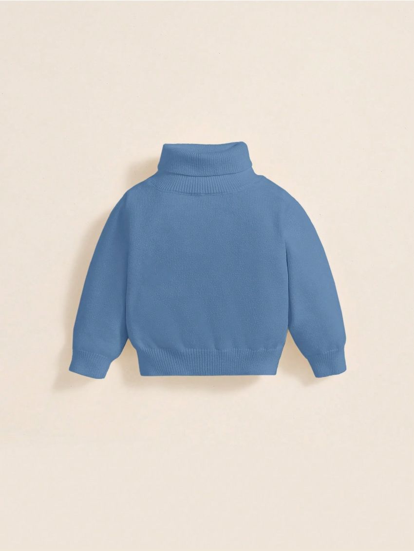 SHEIN Baby Boys' Classic Casual Basic Long Sleeve Turtleneck Solid Color Sweater