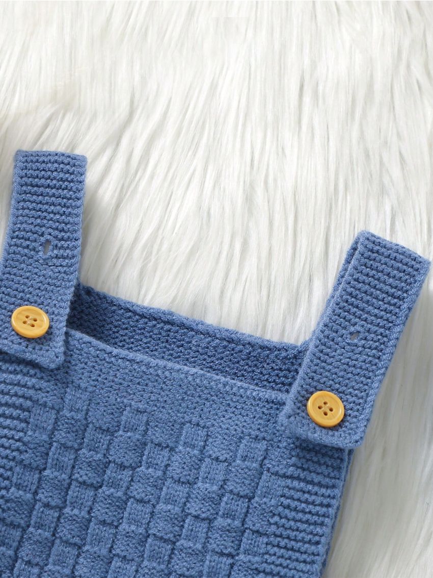 SHEIN Baby Boy Solid Color Sweater Crawl Suit