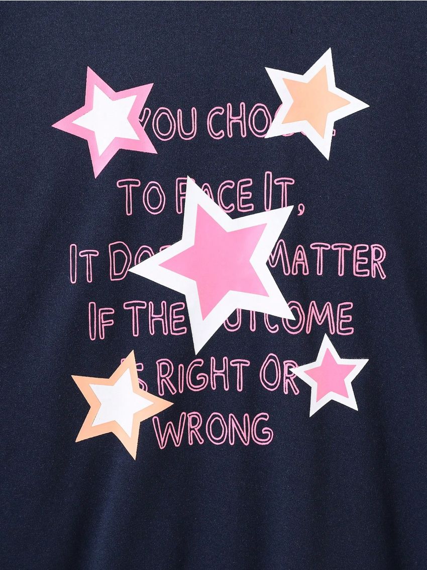 Teen Girls' Sweet And Cool Star Printed Hoodie