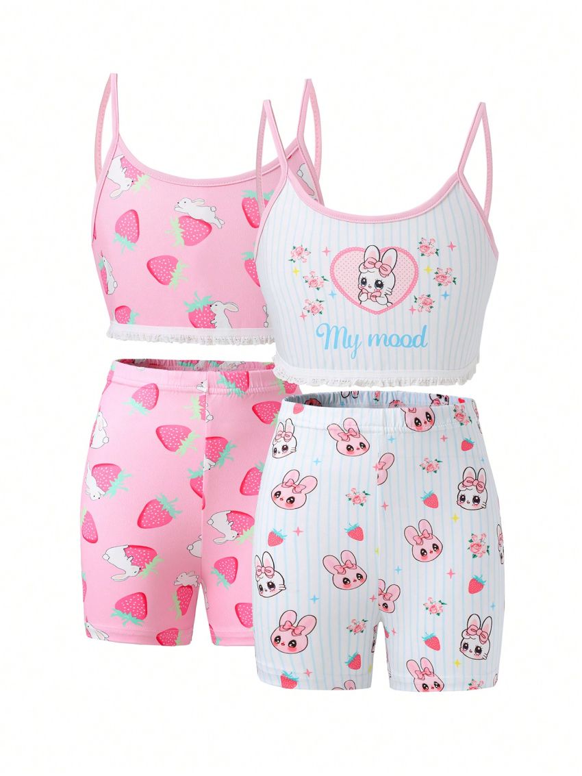 Tween Girls' Rabbit & Strawberry Pattern Underwear Set