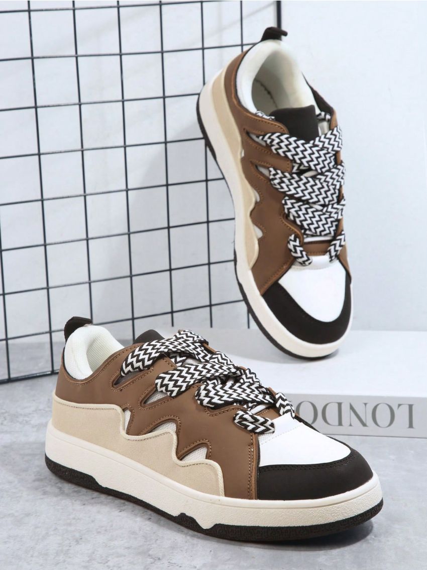 Colorblock Lace Up Front Skate Shoes