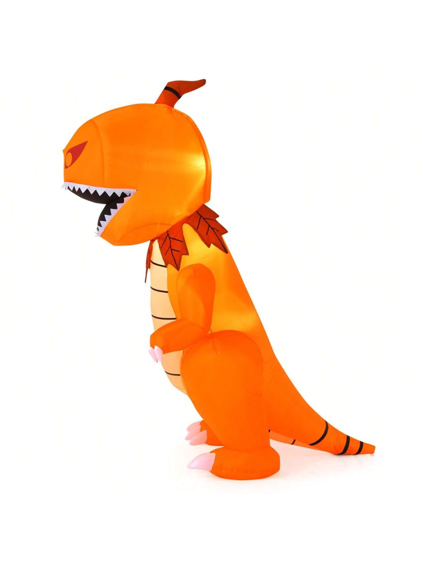 Costway 8FT Halloween Inflatable Pumpkin Head Dinosaur Blow Up with LED Lights