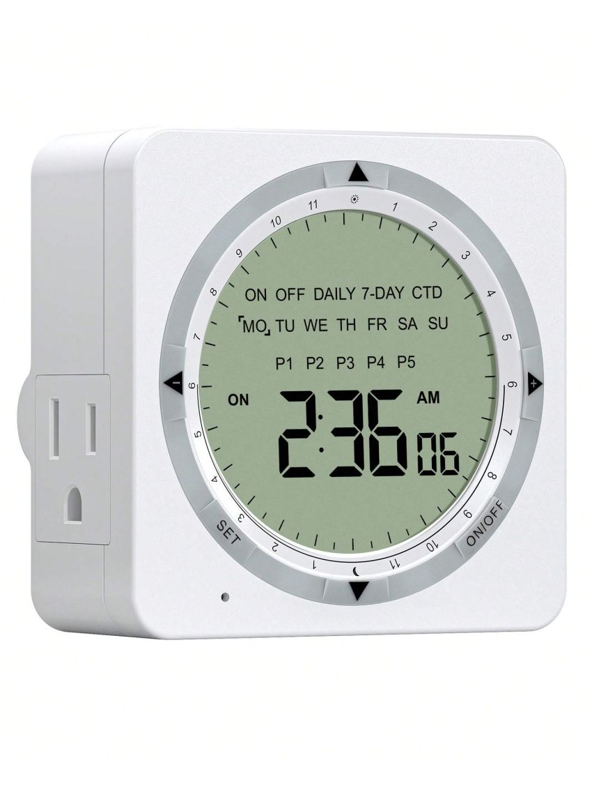DEWENWILS Digital Timers for Electrical Outlets, Daily/7-Day/CTD, 120V 15A 1800W Indoor Light Timer, Dual 3-Prong Outlet, Easy to Program for Light, Lamp, Pump, Heater, Fan, Halloween Decor